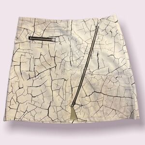EVIL Twin Pleather Mini Skirt Size Medium Zipper Marble Cracked Gothic
